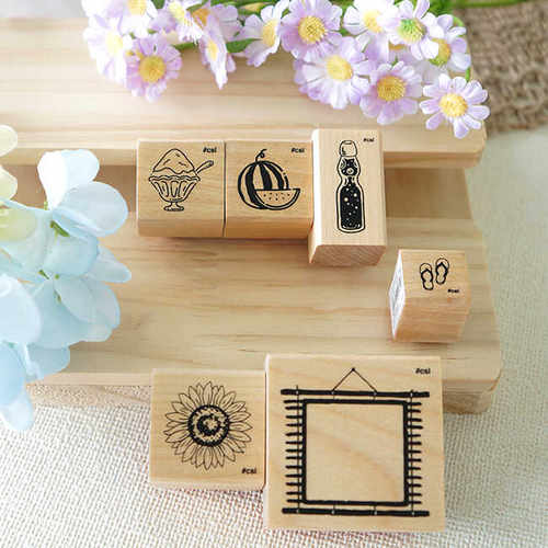 包邮新品现货木头印章KODOMO 手账需要印台I LOVE STAMP