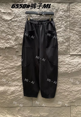 2025夏MI-AI新款 休闲百搭设计感个性显瘦松紧腰宽松八分裤子黑色