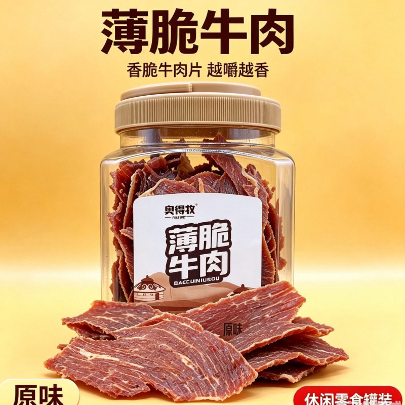 薄脆牛肉片罐装100g酥脆小零食