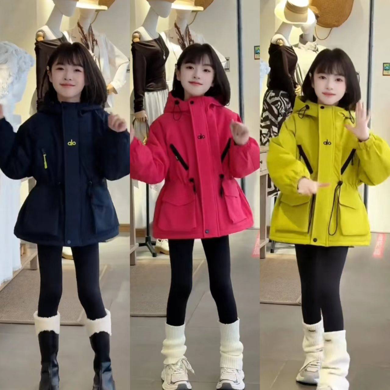 女童外套2025新款秋冬装洋气加绒加厚冲锋衣女中大童连帽收腰风衣,童装/婴儿装/亲子装,普通外套,淘宝优惠券,粉丝福利购,淘宝优惠卷