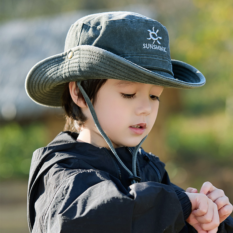 儿童牛仔帽男童2025新款户外登山防晒帽夏季女孩大檐防晒渔夫帽子