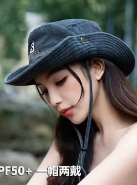 牛仔防晒帽户外夏遮阳水洗渔夫帽