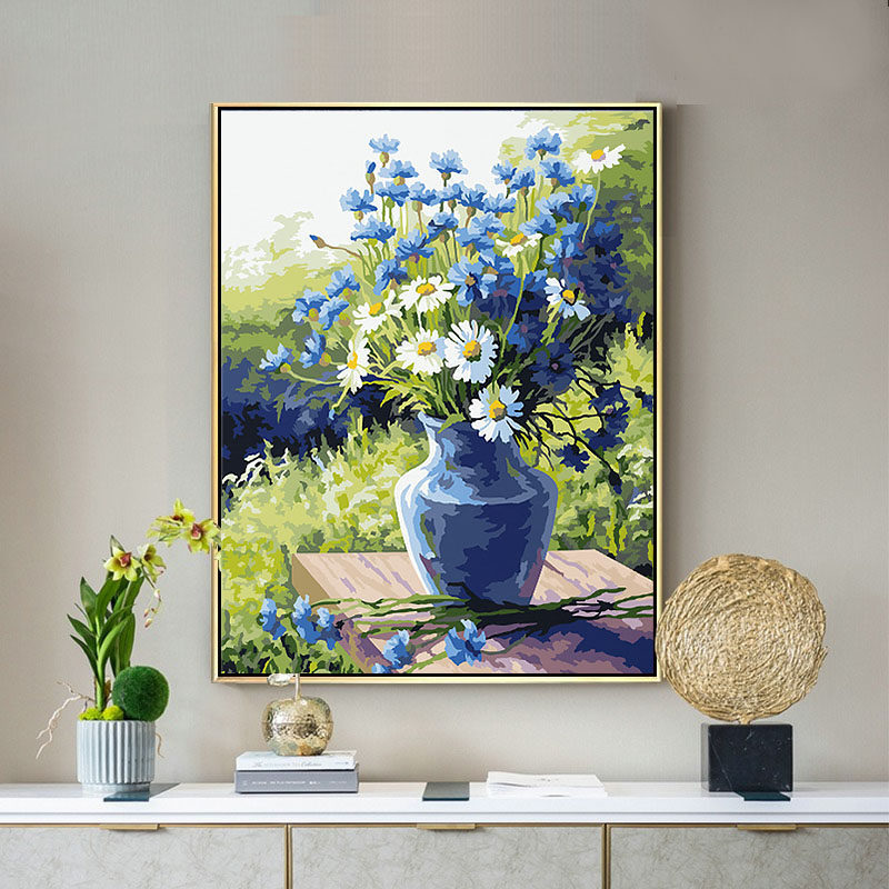 高级感数字油画diy填充手绘填色画花卉手工涂色装饰画 紫丁香雏菊