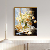 数字油画diy油彩画填色画花卉窗花涂色画画手工diy油画填充装 饰画