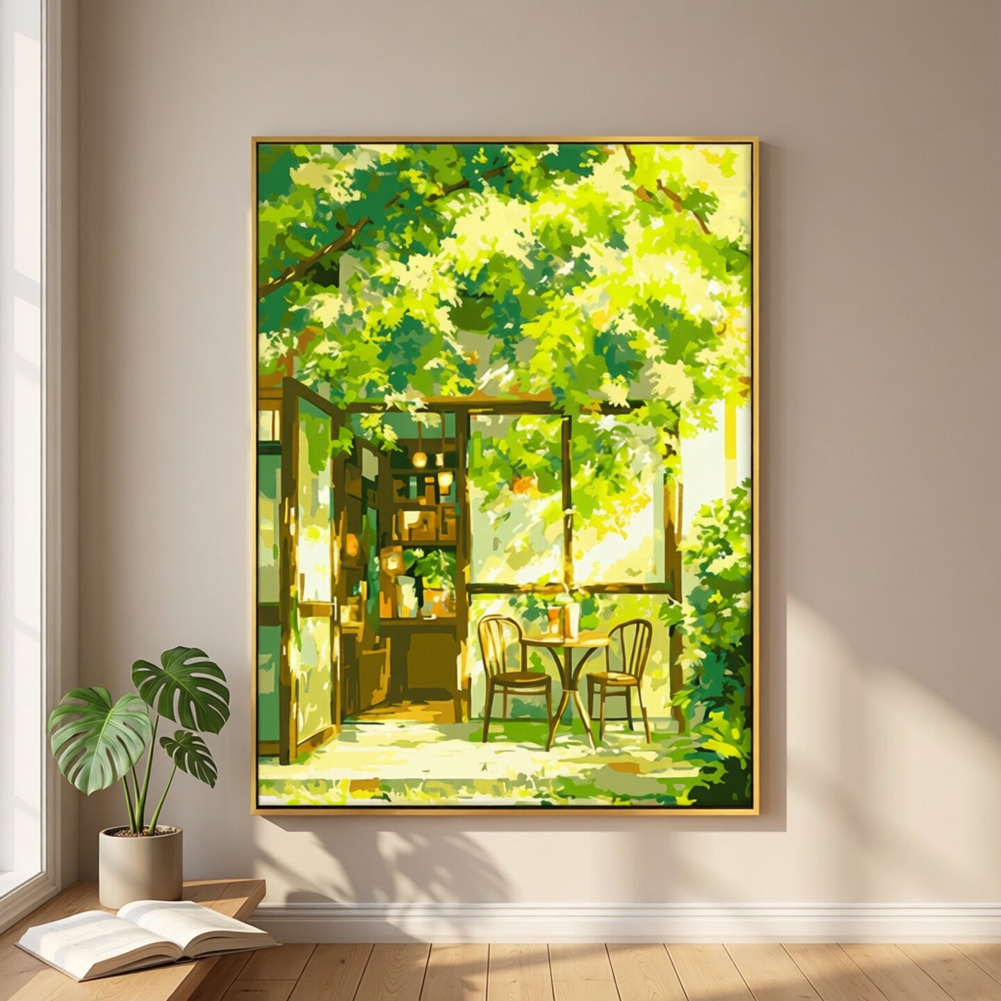 数字油画填色diy填充手工画画成人涂色油画手绘丙烯挂画 夏枝漫窗