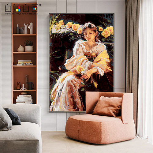 数字油画diy填色填充油彩画人物