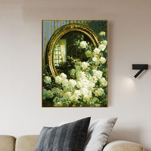 数字油画diy填充手绘手工填色diy画画涂色解压肌理油彩画 花与镜