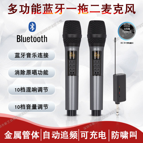 无线话筒带混响回声带蓝牙伴奏