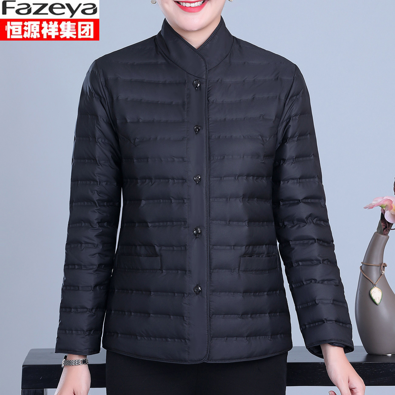 内胆恒源祥白鸭绒羽绒妈妈羽绒服