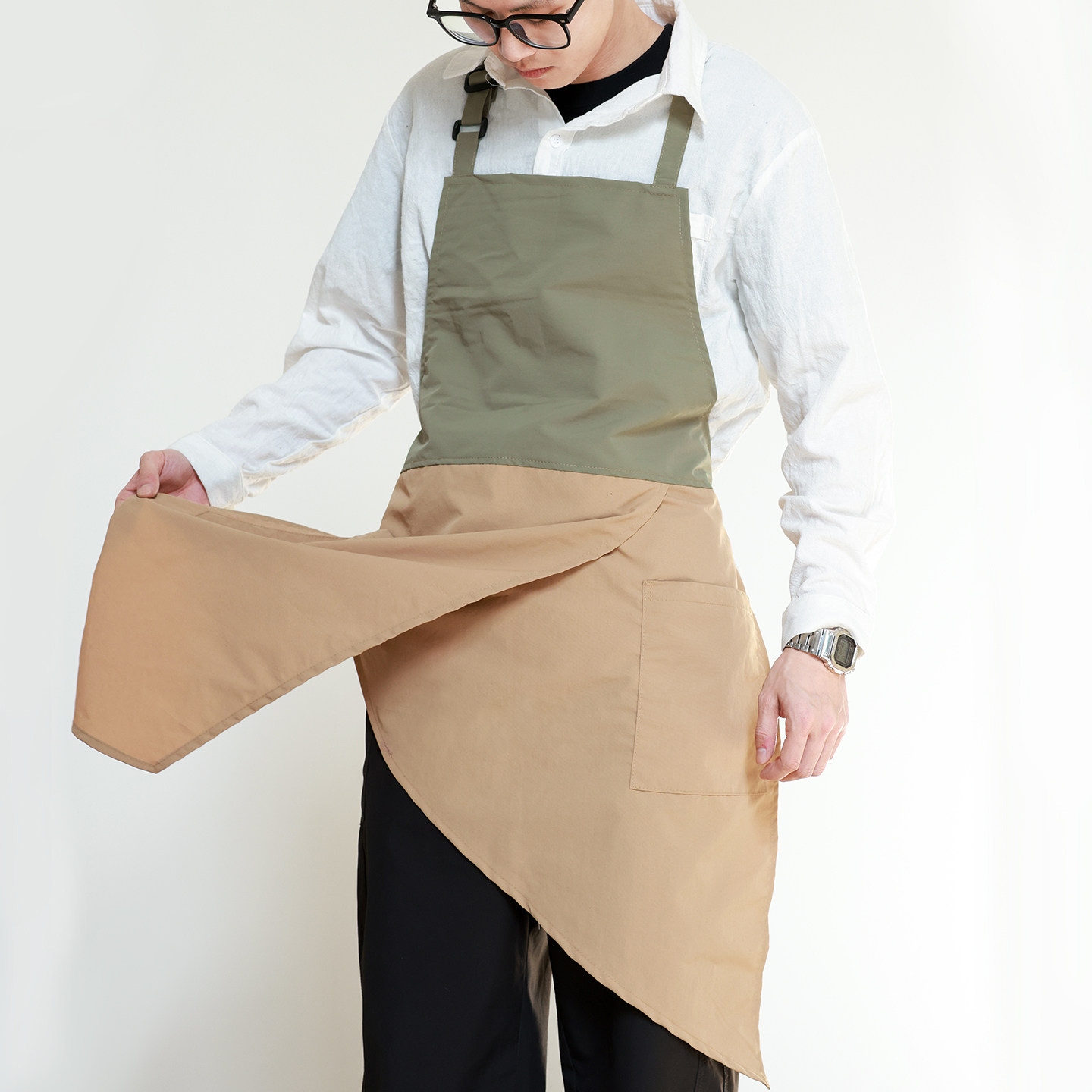 时尚撞色背带式围裙男女厨房防水防油污透气围腰服务员定制logo,家庭/个人清洁工具,围裙,淘宝优惠券,粉丝福利购,淘宝优惠卷