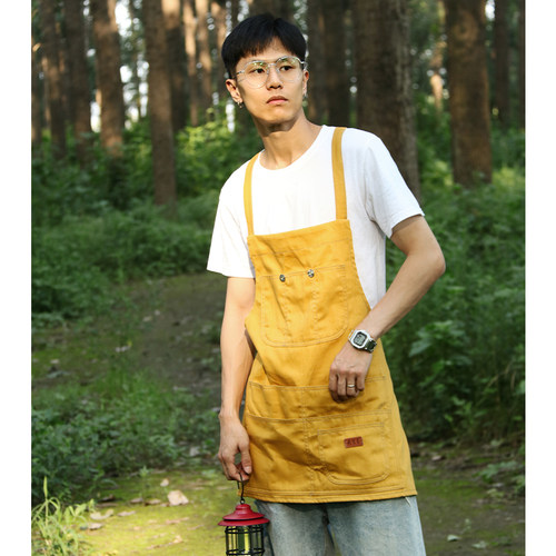 日式牛仔围裙家用防污定制logo