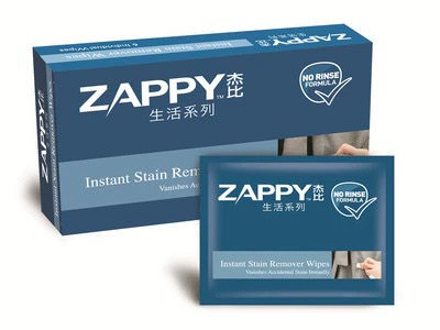 新加坡进口ZAPPY杰比-即时衣物去污湿巾10 包60片海底捞外送指定