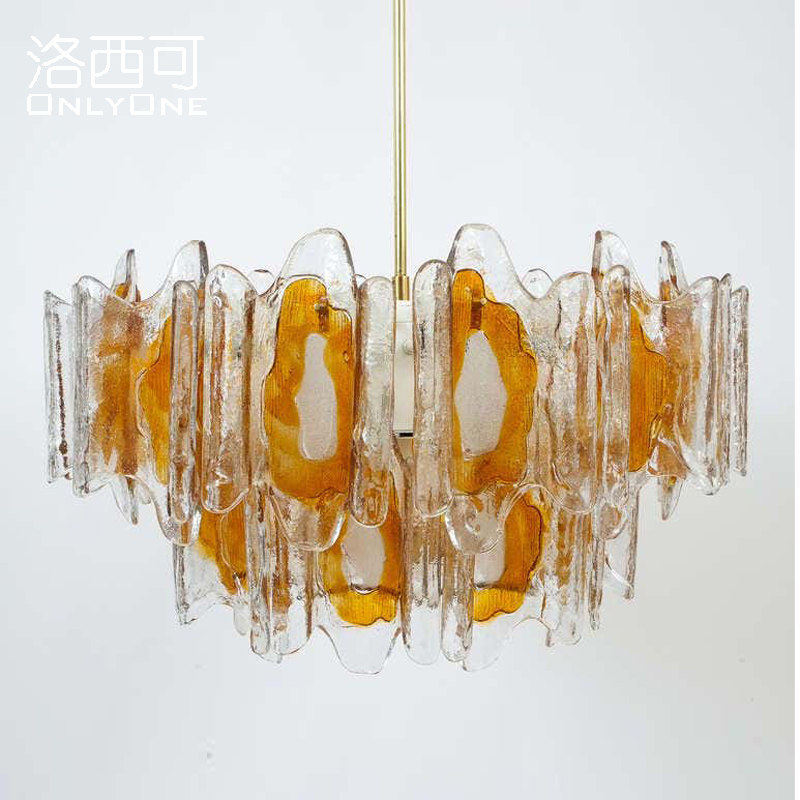 洛西可中古Murano玻璃吊灯琥珀色法式美式复古客厅餐厅卧室灯具_虎窝淘
