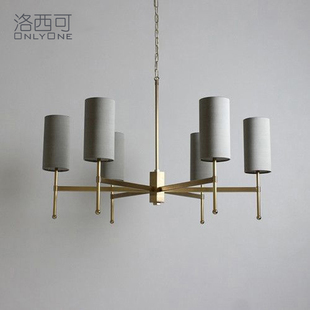 洛西可北欧风格 吊灯现代简约客厅餐厅卧室灰色艺术全铜灯具 灯美式