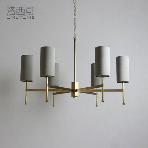 北欧风格美式灰色艺术全铜吊灯