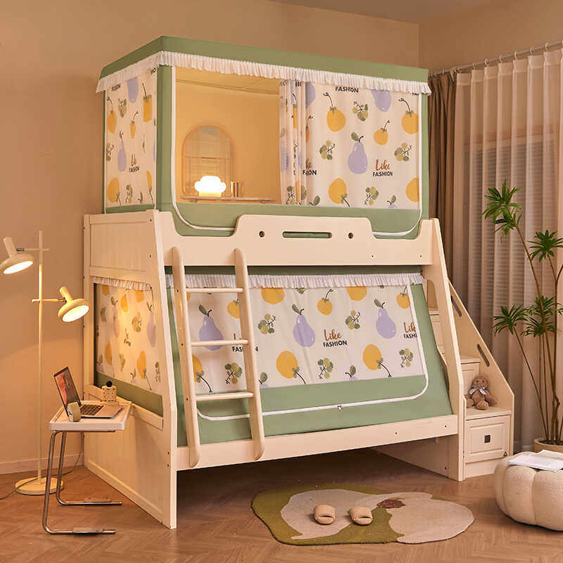 学生上下铺蚊帐遮光布帘子母床梯形高低儿童双层床0.9/1.2/1.35米