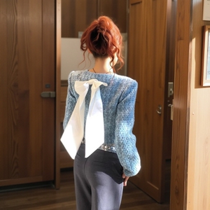 秋冬季ZARAnse蓝色显瘦甜美休闲2024新款复古贵气千金韩系女装