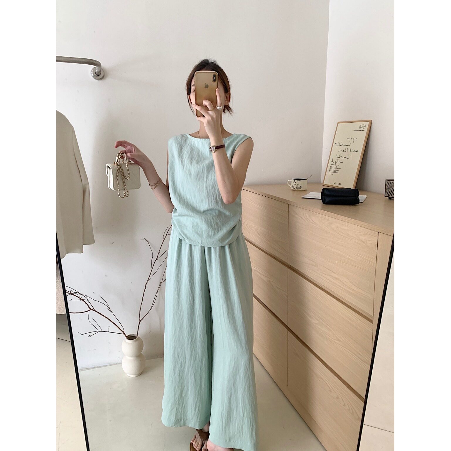 夏季实拍韩系简约风气质系带短袖露背小衫休闲阔腿长裤两件套装女 - 淘宝联盟商品