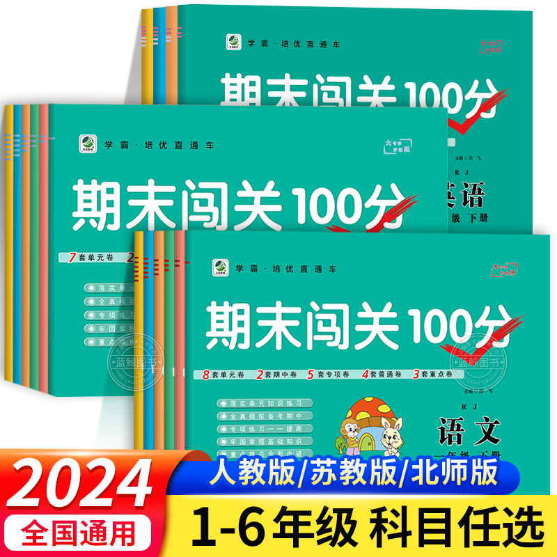 2024新版期末闯关100分试卷一二三四五六年级下册语文数学英语全套测试卷人教版/苏教版/北师大版同步训练期中期末专项练习册RJ