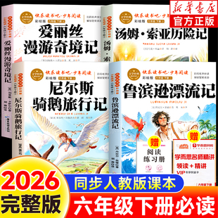【2026新版】鲁滨逊漂流记六年级下册必读课外书快乐读书吧爱丽丝漫游奇境记汤姆索亚历险记尼尔斯骑鹅旅行记原著完整版老师推荐书