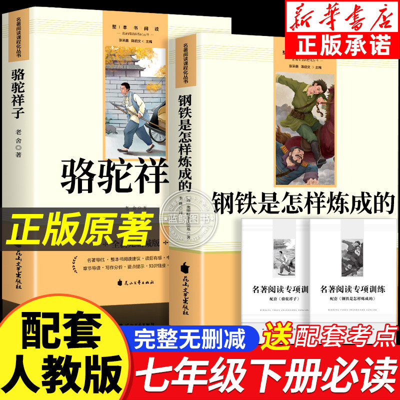 骆驼祥子和钢铁是怎样炼成的七年级必读正版书配套人教版原著七年级下册初一中学生课外阅读书籍 完整无删减青少年读物