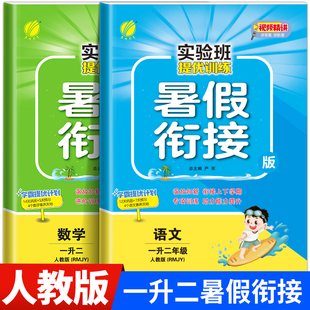 【人教版】一升二实验班暑假衔接小学生1年级暑假作业语文数学全套一下1升2 升学提优训练作业练习册专项训练 RJ