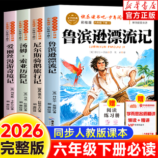 【2026新版】六年级下册快乐读书吧鲁滨逊漂流记爱丽丝漫游奇境记汤姆索亚历险记尼尔斯骑鹅旅行记原著完整版老师推荐经典必读书籍