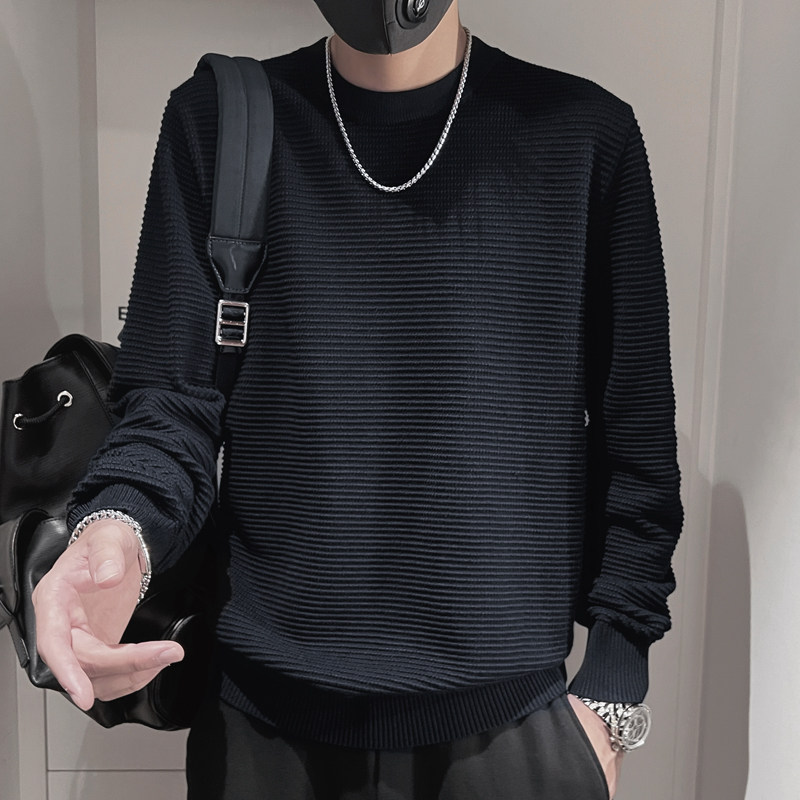 E258-特P88控118设计高级感百搭保暖针织羊毛衫男轻奢纯色毛衣黑,男装针织衫/毛衣,电商A208