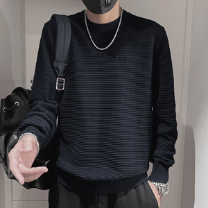 E258-特P88控118 设计高级感百搭保暖针织羊毛衫男轻奢纯色毛衣黑图片