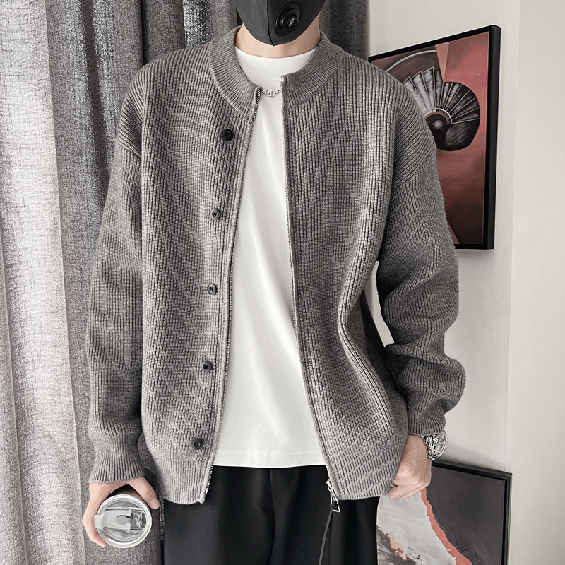 E236-P118控158设计高级感百搭纯色针织羊毛衫拉链款男士灰,男装针织衫/毛衣,电商A208