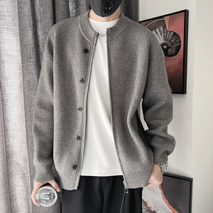 E236-P118控158 设计高级感百搭纯色针织羊毛衫拉链款男士 灰图片