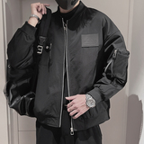 WT23-P108控148美式棒球服休闲纯色设计高级感世行色块夹克外套黑，男装夹克，电商A208