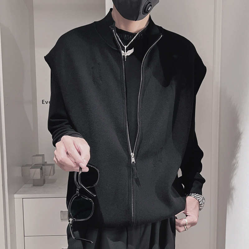 E235-特P88控118设计高级感保暖百搭打底背心男士羊毛针织衫黑,男装背心/马甲,电商A208