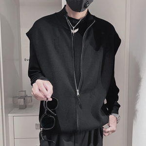 E235-特P88控118 设计高级感保暖百搭打底背心男士羊毛针织衫 黑图片