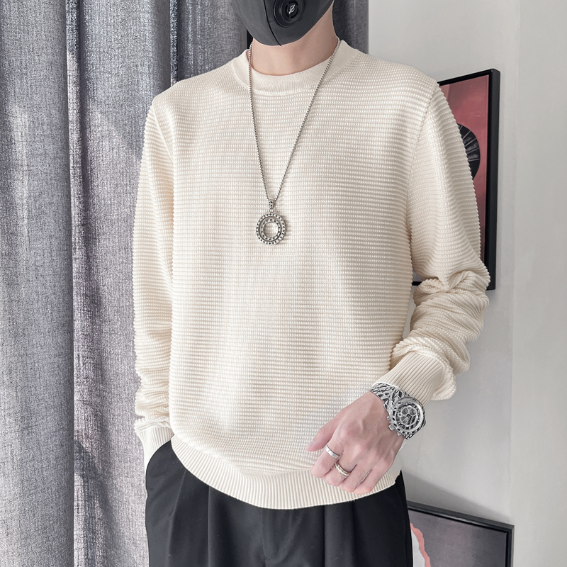 E258-特P88控118设计高级感百搭保暖针织羊毛衫男轻奢纯色毛衣米，男装针织衫/毛衣，电商A208