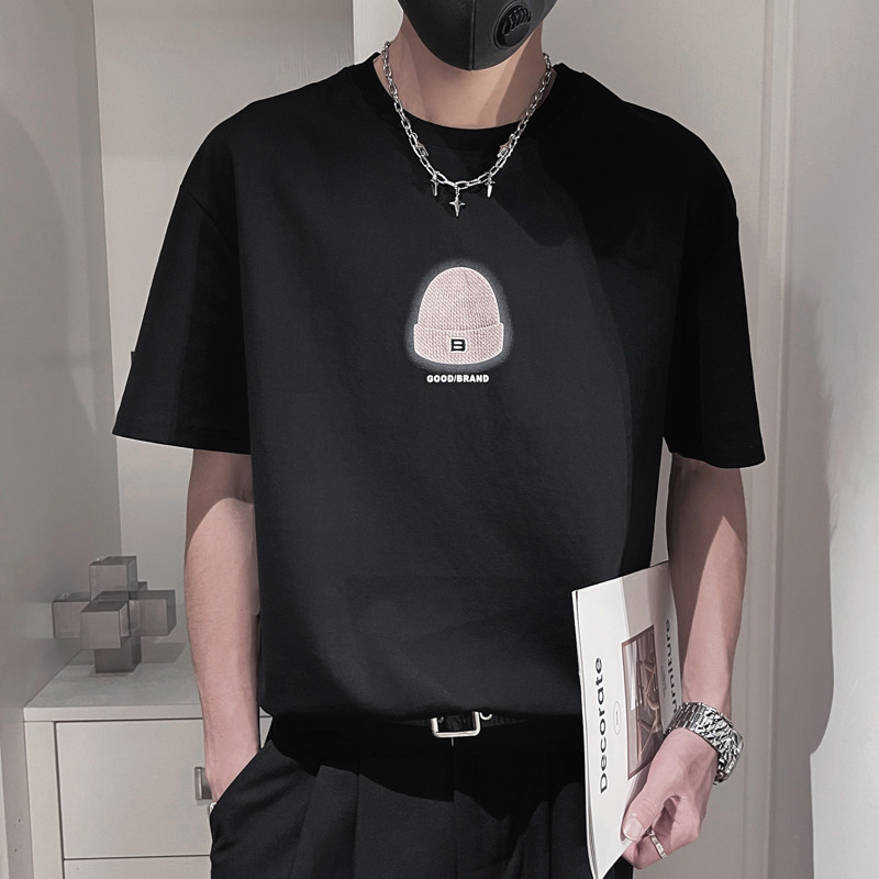 DT89-P45控65短袖圆领套头设计高级感时尚百搭潮流休闲男士T恤白,男装T恤,电商A208