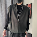 E235-特P88控118设计高级感保暖百搭打底背心男士羊毛针织衫黑，男装背心/马甲，电商A208