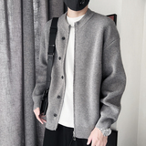 E236-P118控158设计高级感百搭纯色针织羊毛衫拉链款男士黑，男装针织衫/毛衣，电商A208
