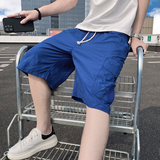 D110-特P35控65夏季设计高级感青少年百搭休闲五分纯色短裤男紫，男装牛仔裤，电商A208