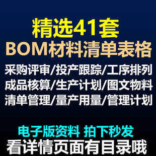 物料清单明细BOM材料清单表格EXCEL带BOM出入库进销存管理系统表
