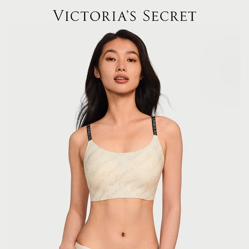 【好物体验】维密果冻条字母肩带内衣背心式运动软支撑文胸