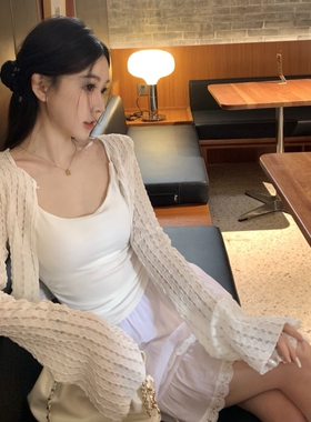 法式破洞防晒开衫外套女夏季春秋薄款外搭罩衫坎肩短款上衣针织衫