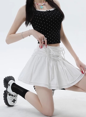 法式纯欲复古蝴蝶结半身裙女春秋冬季外穿打底高腰显瘦A字短裙裤