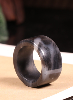 新疆和田玉籽料青花意境扳指戒圈