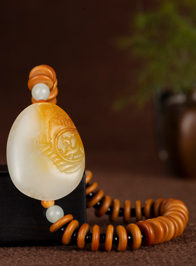 龟壳玉手牌手链新疆和田玉