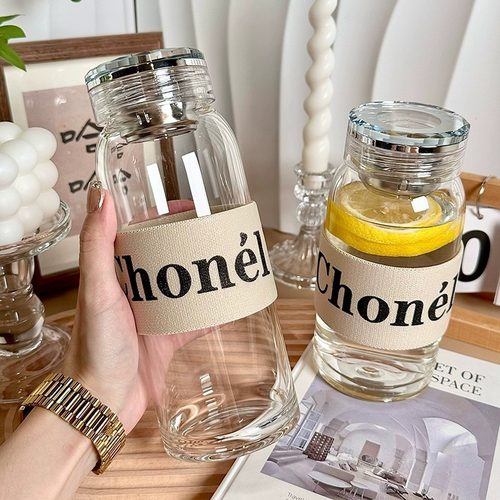 简约透明玻璃杯带茶隔高硼硅