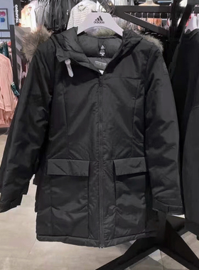 专柜正品 阿迪达斯W XPLORIC 女子运动户外中长款休闲棉服 BQ6803