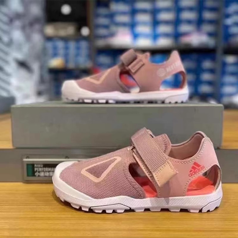 Adidas阿迪达斯儿童夏季防滑耐磨魔术贴休闲包头凉鞋S42673S42671