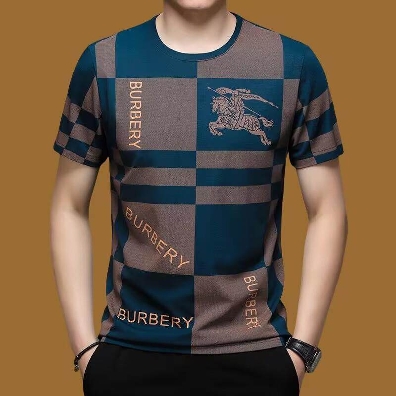 夏季短袖t恤男纯棉圆领体恤衫2025新款宽松冰丝男士半袖夏装T高端