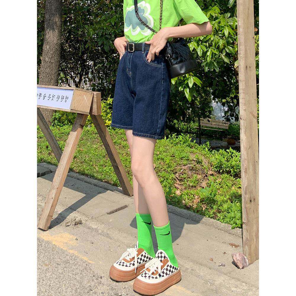 高腰牛仔短裤女2026夏季薄新款显瘦百搭垂感五分小个子直筒宽裤